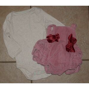 Girls Sz 3-6 Months Long Sleeve Shirt & Corduroy Romper 2 Pc Outfit MUDPIE